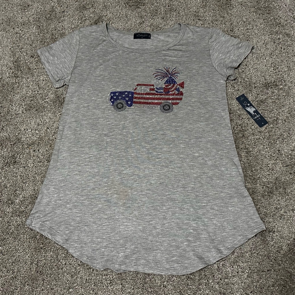 Scarlett | NWT Sparkle 4th of July, Red, White, Blue Patriotic Top, Size Small